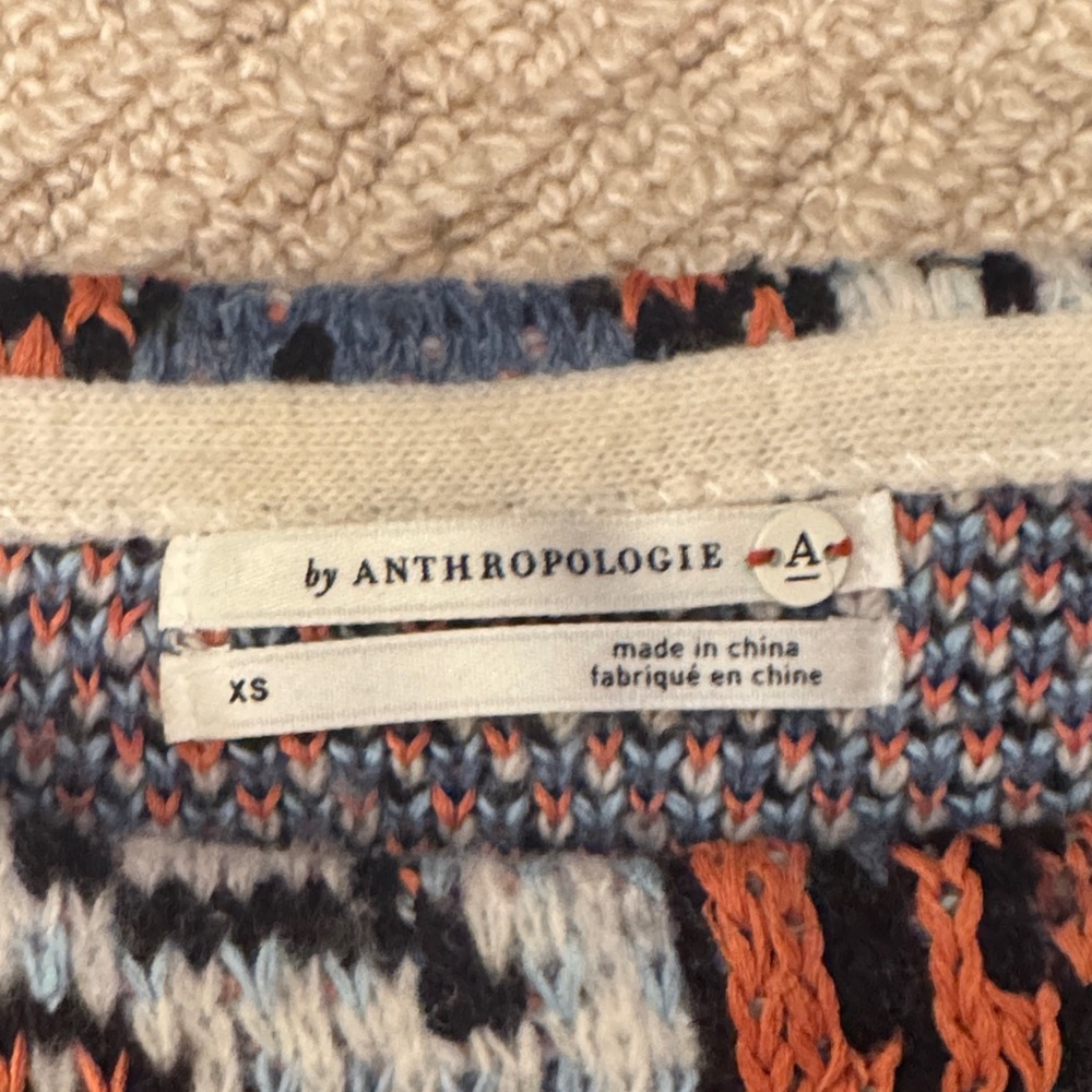Anthropologie Floral Knit Sweater - Blue, Orange, Cream - Picture 3 of 12